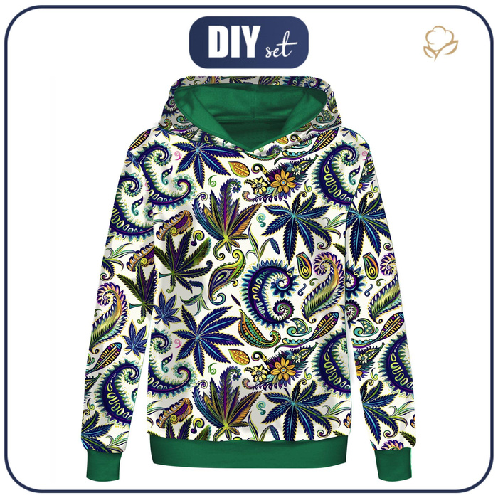 CLASSIC WOMEN’S HOODIE "POLA" (XXL) - Hemp leaves WZ. 4 - sewing set