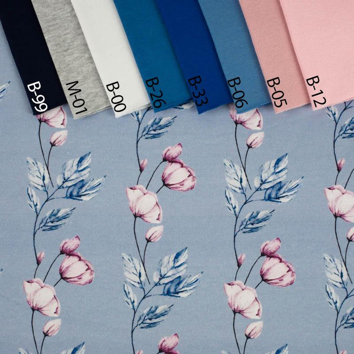 WATERCOLOR BOUQUET Pat. 3 - Cotton woven fabric