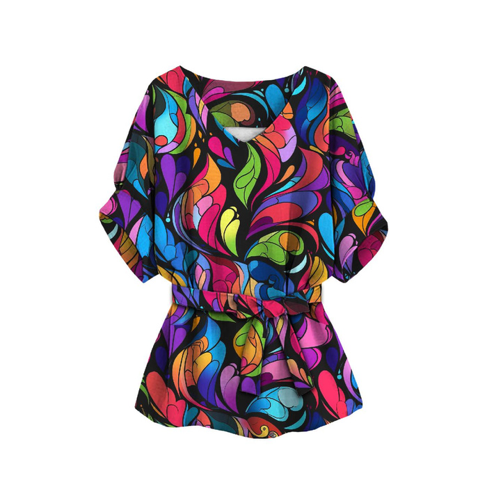 KIMONO BLUSE - COLORFUL ABSTRACT - Nähset S-M