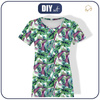 DAMEN T-SHIRT - MINI BLÄTTER UND INSEKTEN MS.1 (TROPISCHE NATUR) / weiß - Single Jersey XXXL