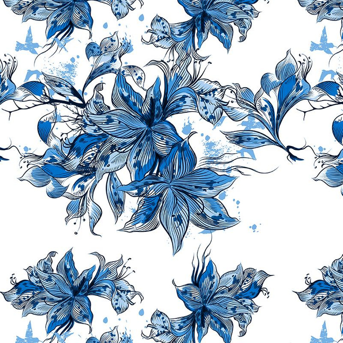 KVĚTY VANILKY (CLASSIC BLUE) - Mušelín bavlněný