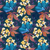 FLORAL AUTUMN pat. 2 - looped knit fabric with elastane ITY