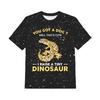 T-SHIRT DZIECIĘCY - TINY DINOSAUR / czarny - single jersey ITY (140/146)