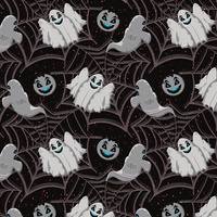 SPOOKY GHOSTS / BLACK (SCARY HALLOWEEN) - Waterproof woven fabric