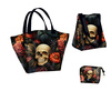 Taška XL s sáčkem 2 v 1 - FLOWERS AND SKULL - sada siti