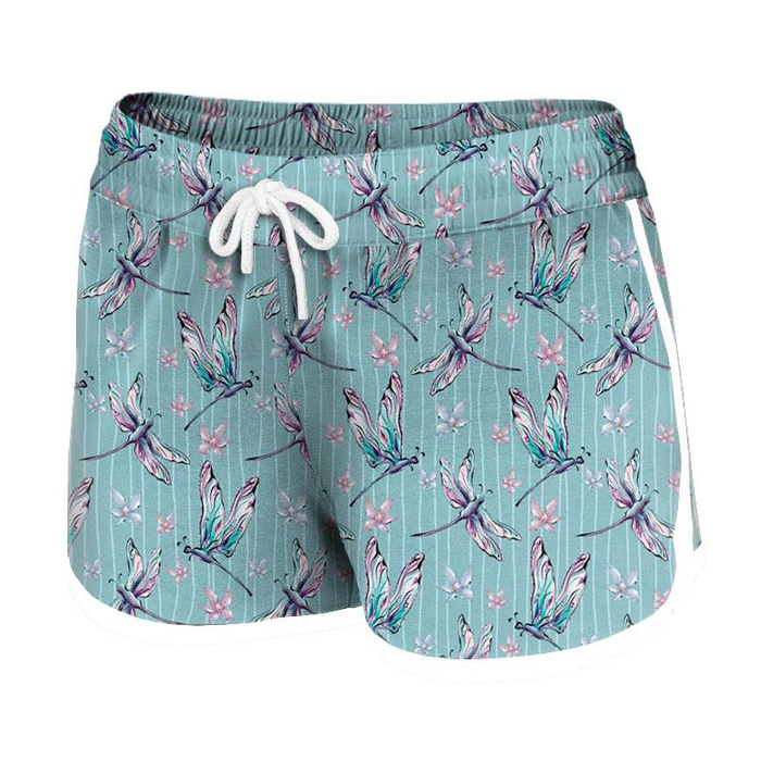 Women’s boardshorts - DRAGONFLIES / STRIPES (DRAGONFLIES AND DANDELIONS) S