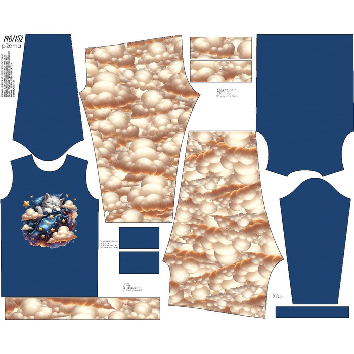 CHILDREN'S PAJAMAS " MIKI" - SLEEPING CAT PAT. 2 - sewing set (98/104)