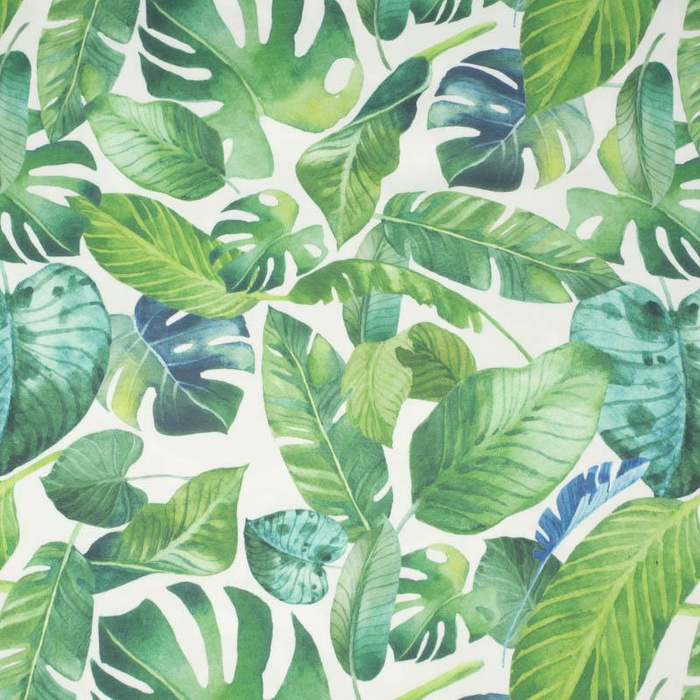 TROPIKALNE LIŚCIE wz. 2 / biały - lycra 300g
