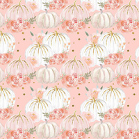PASTEL PUMPKINS AND FLOWERS (PUMPKIN GARDEN) - Cotton woven fabric