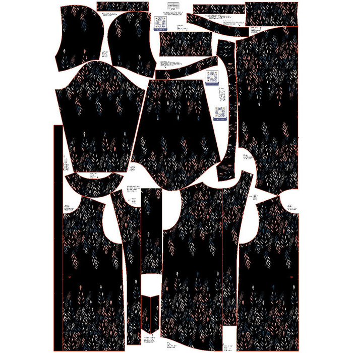 WOMEN'S PARKA (ANNA) - LEAVES PAT. 3 / BLACK - softshell XL