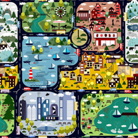 Streets / roundabouts - Cotton woven fabric