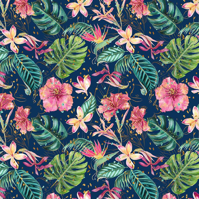 TROPICAL JUNGLE / dark blue - softshell