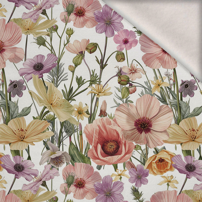 PASTEL FLOWERS WZ. 32 - teplákovina počesaná s elastanem ITY