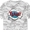 KID’S T-SHIRT - COMIC BOOK / yeah (blue - red) - single jersey (128/134)