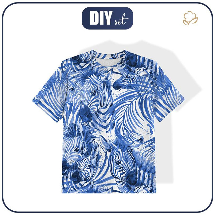 DZIECIĘCY T-SHIRT- ZEBRY (CLASSIC BLUE)- single jersey (92/98)