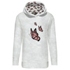 LONG WOMEN’S HOODIE (MEGI) - BUTTERFLY pat. 3 (GLITTER BUTTERFLIES) - looped knit fabric - S