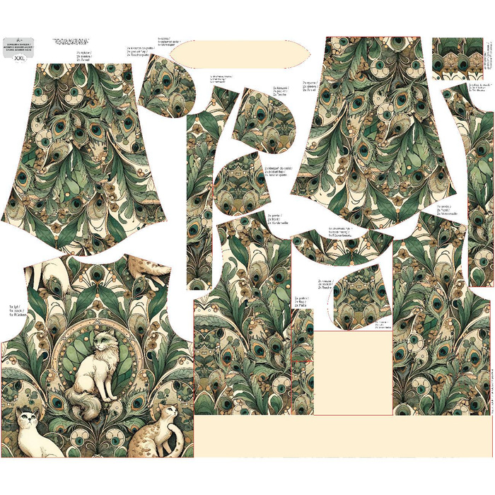 WOMEN’S BOMBER JACKET (KAMA) - ART NOUVEAU CATS & FLOWERS PAT. 1 - sewing set S