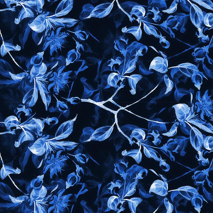 KVĚTY JABLONĚ vz. 1 (classic blue) / černá - teplákovina s elastanem 