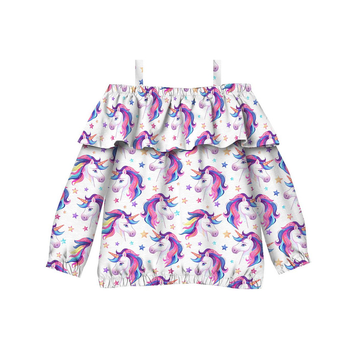 Bardot neckline blouse (VIKI) - FAIRY WORLD wz.5 (UNICORN) - sewing set - 134-140