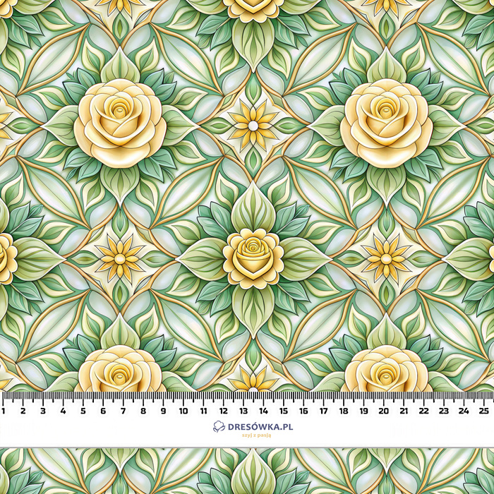 Stained Garden wz. 9 (FLOWERS) - Muślin bawełniany