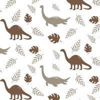 BROWN DINOSAURS PAT. 3 - Cotton woven fabric