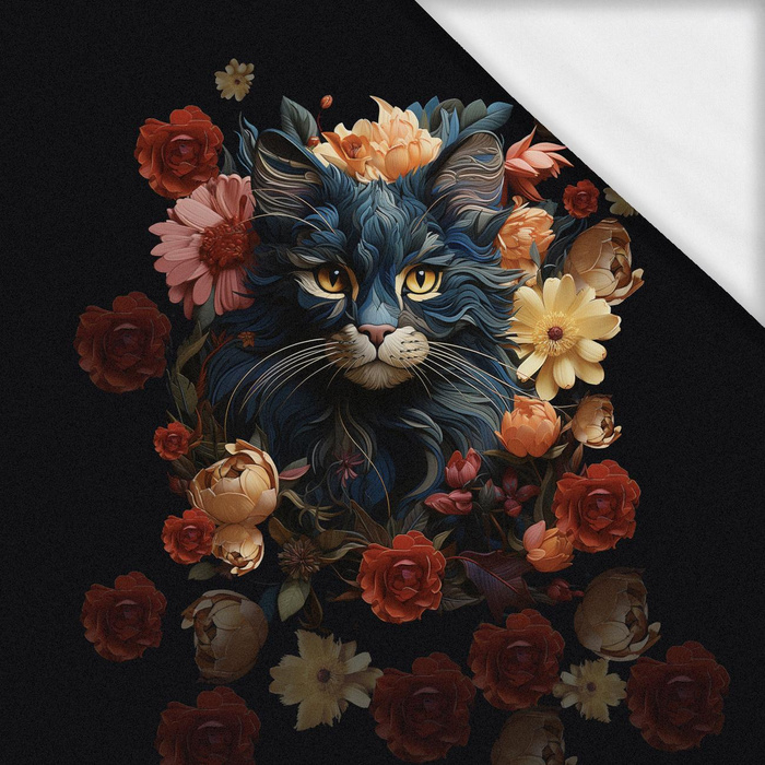 ANIMALS MANDALA wz.7 (cat) - panel (75cm x 80cm) - single jersey s elastanem ITY