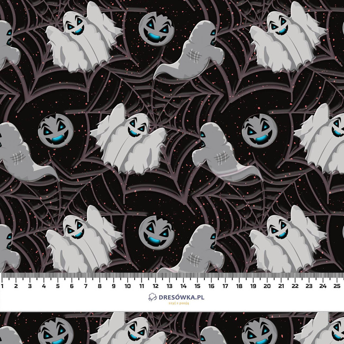 SPOOKY GHOSTS / BLACK (SCARY HALLOWEEN) - brushed knitwear with elastane ITY