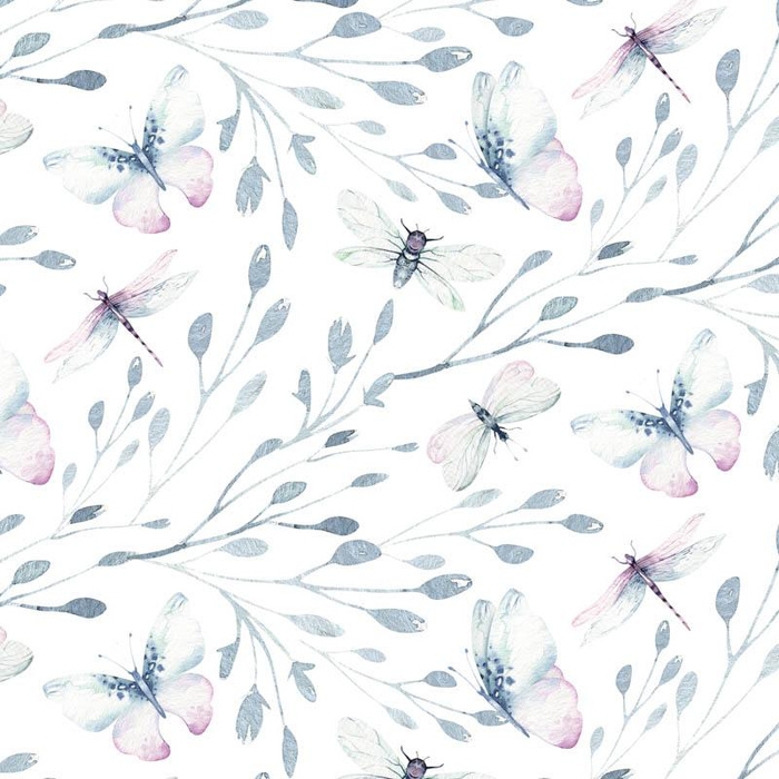 BUTTERFLIES MIX PAT. 3 (WATER-COLOR BUTTERFLIES) - Viscose jersey