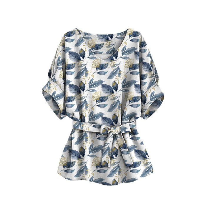 BLUZKA TYPU KIMONO - RETRO FLOWERS WZ. 5 - zestaw do uszycia XXL-XXXL
