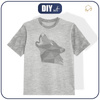DĚTSKÉ TRIČKO (92/98) - GEOMETRICKÝ VLK (ADVENTURE)/ M-01 melír světlošedivý - single jersey
