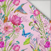 KINGFISHERS AND BUTTERFLIES (KINGFISHERS IN THE MEADOW) / pink - lycra 300g