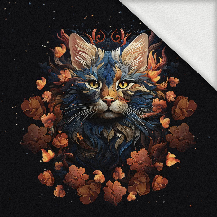 ANIMALS MANDALA wz.3 (CAT) - panel (75cm x 80cm) looped knit fabric with elastane ITY