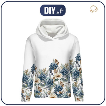 DÁMSKA MIKINA (POLA) CLASSIC S KAPUCÍ - WINTER FLOWERS VZ.10 - Sada šití XXXL