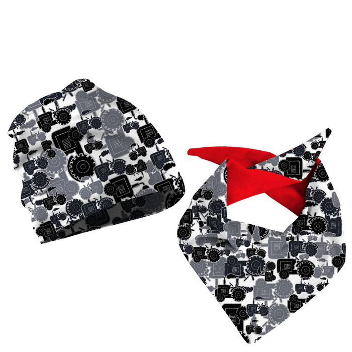 KID'S CAP AND SCARF (CLASSIC) - TRACTORS / gray 48-50
