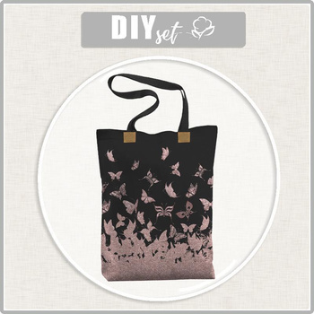 SHOPPER TASCHE - SCHMETTERLINGE MIX M. 5 (GLITTER SCHMETTERLINGE) - Wasserabweisende Webware - Nähset