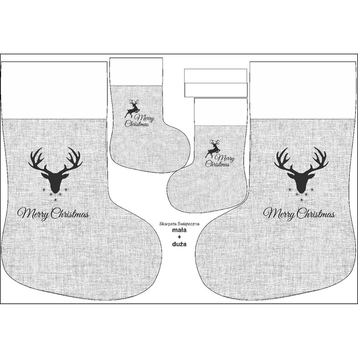 KOMPLET SKARPET ŚWIĄTECZNYCH - MERRY CHRISTMAS / renifer wz. 2 - 2 x średnie