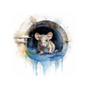 WATERCOLOR RAT - Paneel (60cm x 50cm) Voděodolná tkanina Oxford