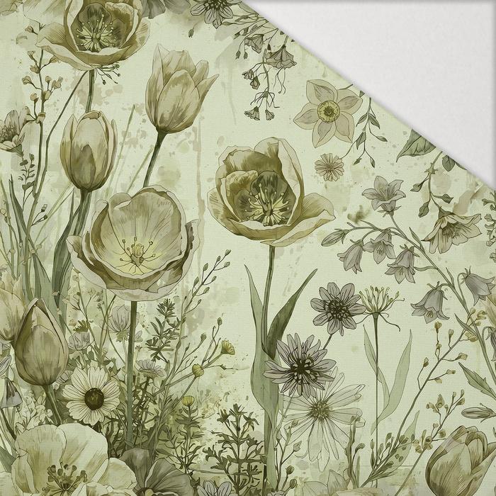 PASTEL FLOWERS WZ. 30 / lime cream - Hydrophober angerauter Wintersweat