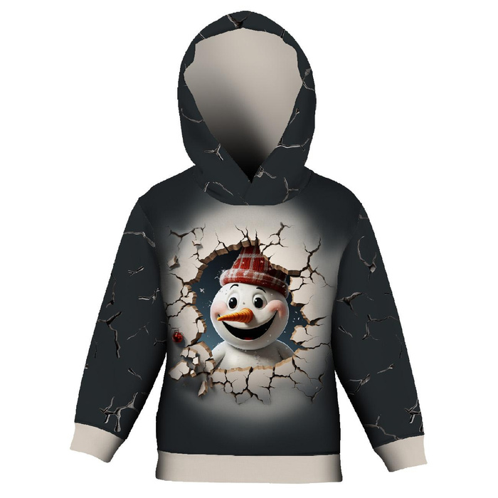 KID'S HOODIE (ALEX) - HAPPY SNOWMAN - looped knit fabric (134/140)