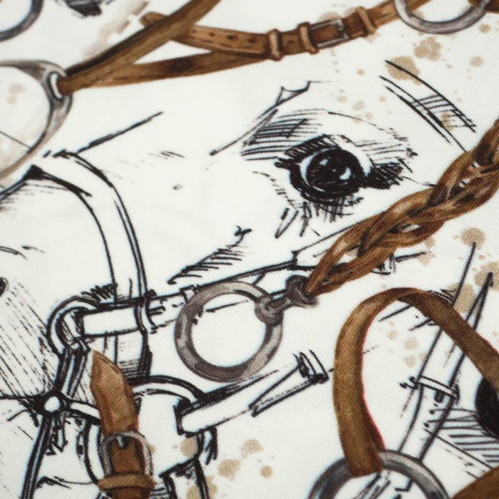 HORSE-RIDING (HOBBIES AND JOBS) / white -  Cotton woven fabric