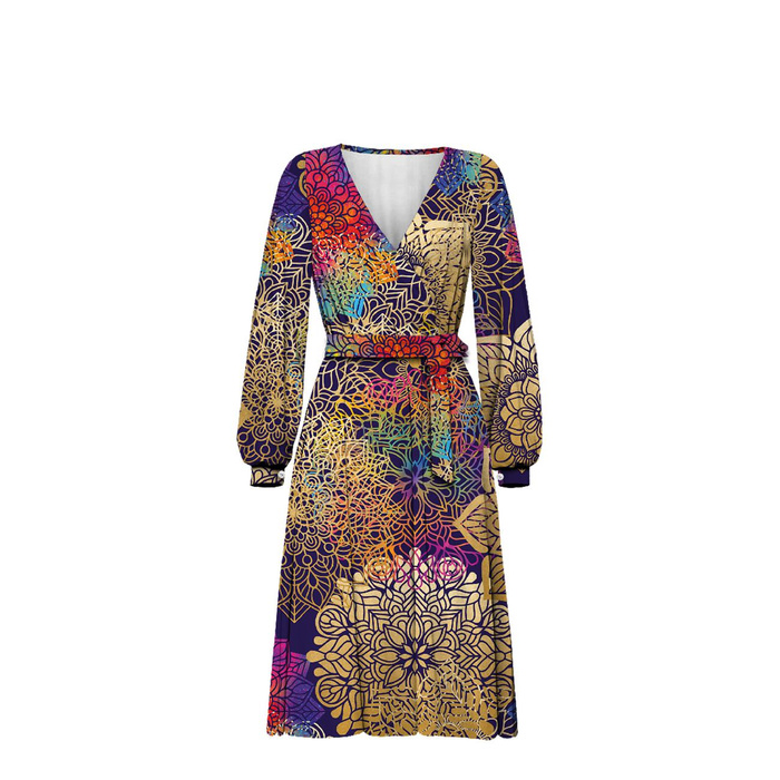 WRAP MIDI DRESS (BIANCA) - MANDALA pat. 2 - sewing set L