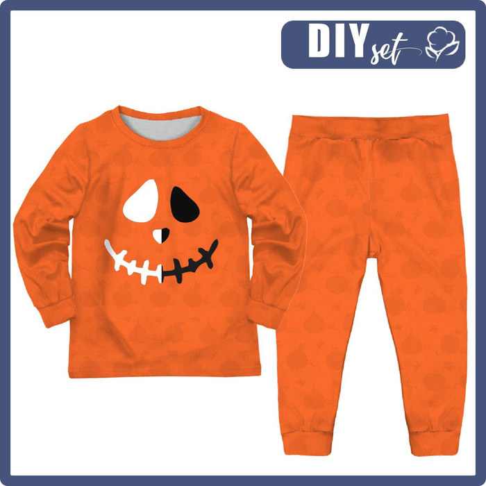 KINDERPYJAMAS "MIKI" - Lächeln / Kürbisse - Elastische Baumwoll Maschenware (146/152)