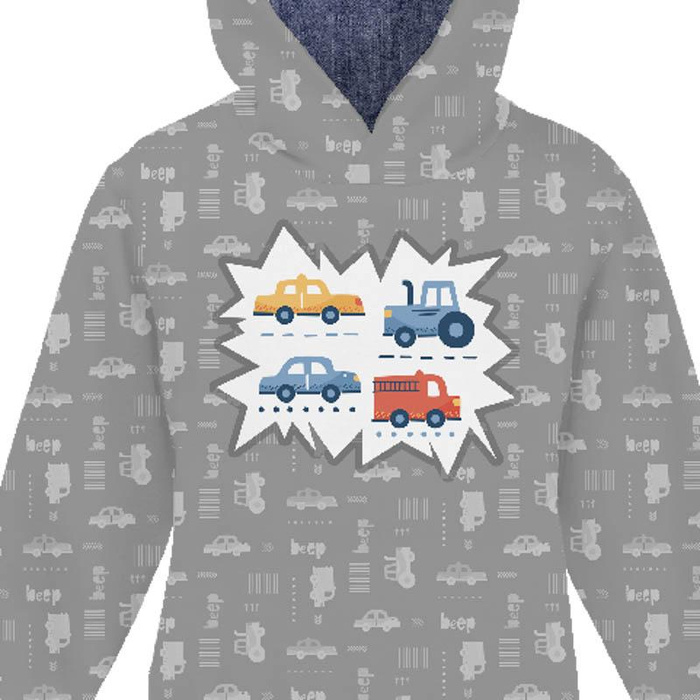 Jogginganzug für Kinder (OSLO) - FAHRZEUGE m. 2 / weiß (ADVENTURE BEGINS) - Sommersweat (134/140)