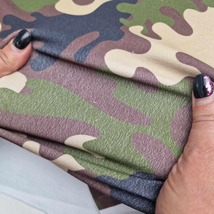 CAMOUFLAGE OLIVE - looped knit fabric