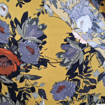 FLORAL LANDSCAPE / mustard - Crepe