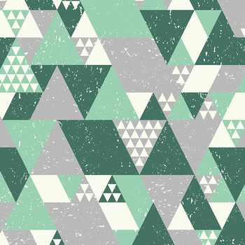 TRIANGLES / green - Cotton woven fabric