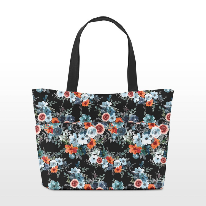 AKVARELOVÉ KVĚTY vz. 2 / černá - Krep