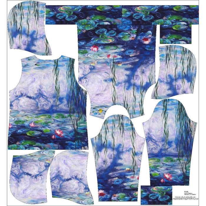 BLUZA DAMSKA (POLA) CLASSIC Z KAPTUREM - LILIE WODNE (Claude Monet) - zestaw do uszycia XXXL