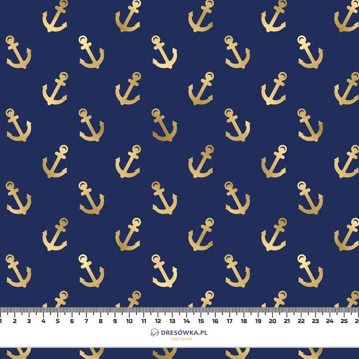 MINI GOLD ANCHORS (GOLDEN OCEAN) / dark blue - Waterproof woven fabric
