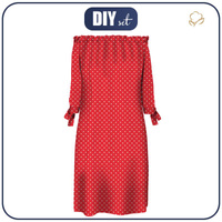 KLEID "CARMEN" - WEIßE PUNKTE / rot - Krepp L